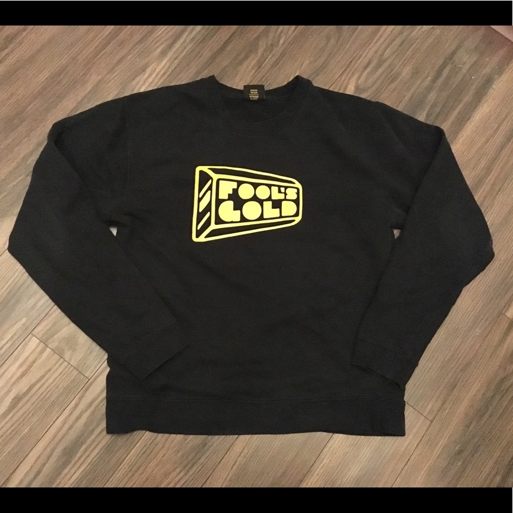Fool’s Gold Black Crew-Neck Sweatshirt Mens Medium